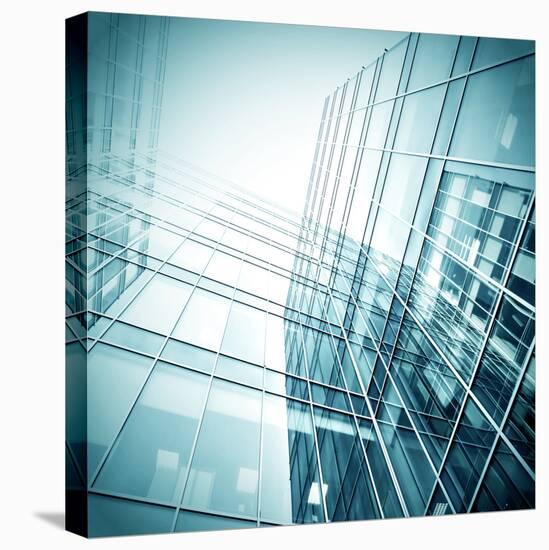 Panoramic and Perspective Wide Angle View to Steel Blue Background of Glass High Rise Building-Vladitto-Premier Image Canvas