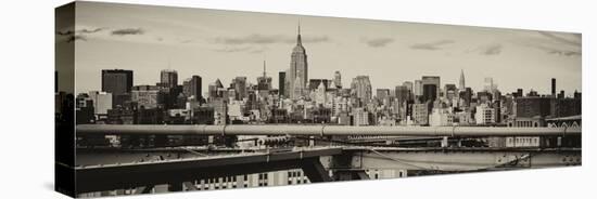 Panoramic Cityscape - View of Brooklyn Bridge with the Empire State Buildings-Philippe Hugonnard-Premier Image Canvas