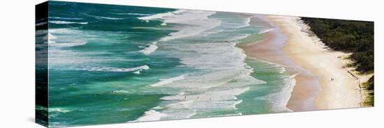 Panoramic Photo of Surfers Heading Out to Surf on Tallow Beach at Cape Byron Bay, Australia-Matthew Williams-Ellis-Premier Image Canvas