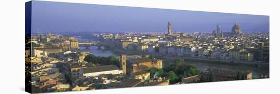 Panoramic view of Florence across Arno River-Lee Frost-Stretched Canvas
