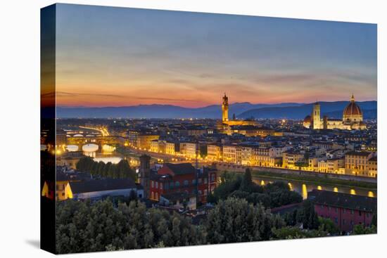 Panoramic view of Florence at sunset, Tuscany, Italy, Europe-Marco Brivio-Premier Image Canvas