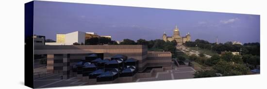 Panoramic View of Iowa State Capitol in Des Moines Iowa at Dusk-null-Stretched Canvas