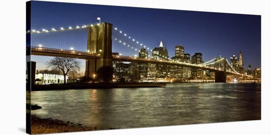 Panoramic view of Lower Manhattan at dusk, NYC-Michel Setboun-Stretched Canvas