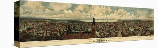 Panoramic View of Milwaukee, Wisconsin, 1898-Gugler Litho^-Stretched Canvas