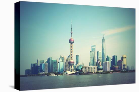 Panoramic View of Shanghai Skyline, China. Retro Style Image-Zoom-zoom-Premier Image Canvas