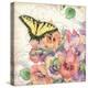 Pansies & Butterflies-Julie Paton-Stretched Canvas