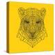 Panther Head Yellow Mesh-Lisa Kroll-Stretched Canvas