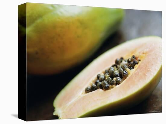 Papaya (Pawpaw) Sliced Open to Show Black Seeds-Lee Frost-Premier Image Canvas