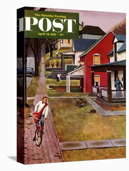 "Paperboy" Saturday Evening Post Cover, April 14, 1951-John Falter-Premier Image Canvas