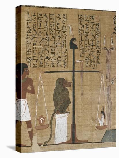 Papyrus funéraire : scène de psychostasie (pesée de l'âme)-null-Premier Image Canvas