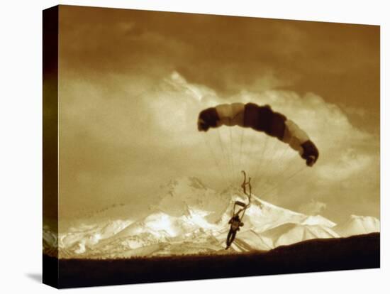 Parachutist with Mountain Background-null-Premier Image Canvas