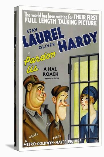 PARDON US, poster art, from left: Oliver Hardy, Stan Laurel [Laurel and Hardy], 1931-null-Stretched Canvas