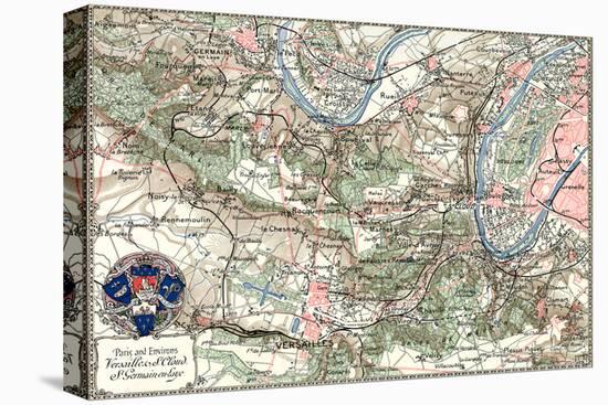 "Paris and Environs" French Map from the 1800s-Piddix-Stretched Canvas