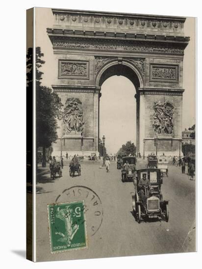 Paris: Arc De Triomphe with Early Cars-null-Premier Image Canvas