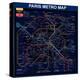 Paris Metro Map- Blue-Bill Cannon-Stretched Canvas