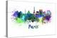 Paris Skyline in Watercolor-paulrommer-Stretched Canvas