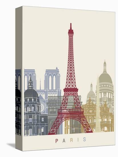 Paris Skyline Poster-paulrommer-Stretched Canvas