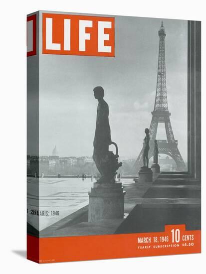 Paris, Statues with Eiffel Tower, March 18, 1946-Ed Clark-Premier Image Canvas