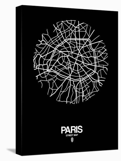 Paris Street Map Black-null-Stretched Canvas