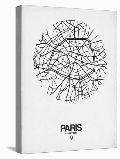 Paris Street Map White-NaxArt-Stretched Canvas