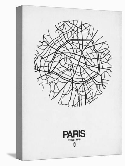 Paris Street Map White-null-Stretched Canvas