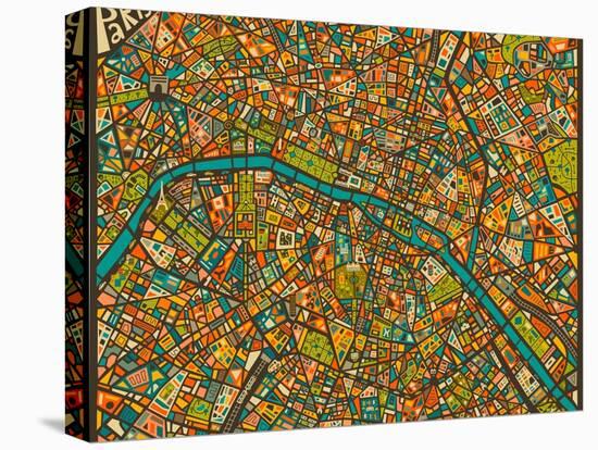 Paris Street Map-Jazzberry Blue-Stretched Canvas