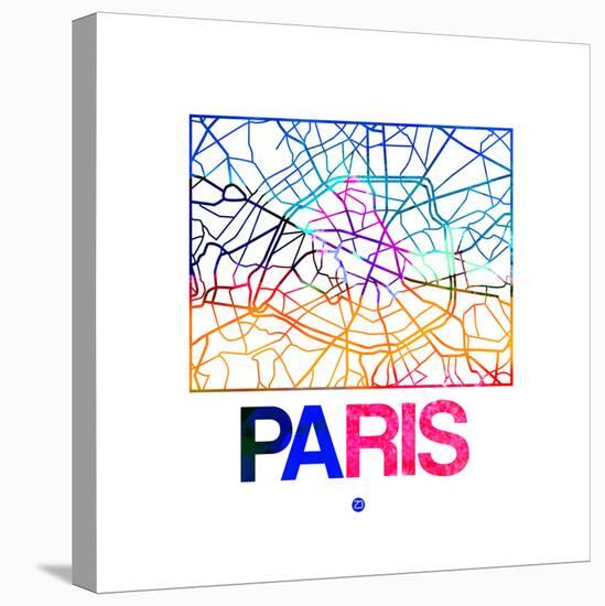 Paris Watercolor Street Map-NaxArt-Stretched Canvas