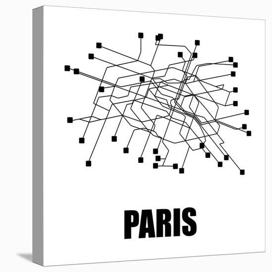 Paris White Subway Map-null-Stretched Canvas