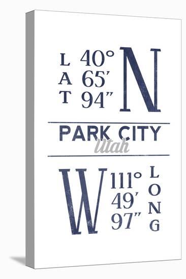 Park City, Utah - Latitude and Longitude (Blue)-Lantern Press-Stretched Canvas