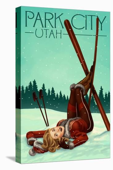 Park City, Utah - Ski Pinup-Lantern Press-Stretched Canvas