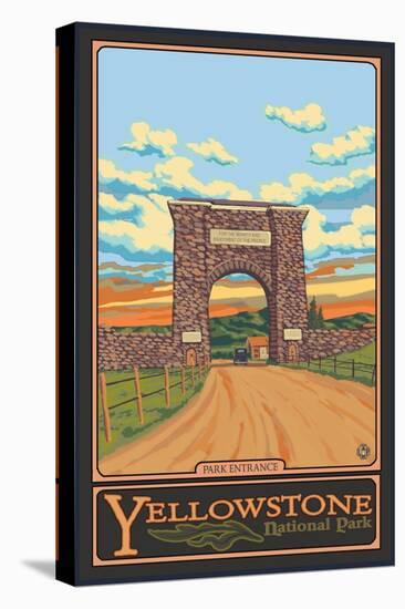 Park Entrance Arch, Yellowstone National Park, Wyoming-Lantern Press-Stretched Canvas