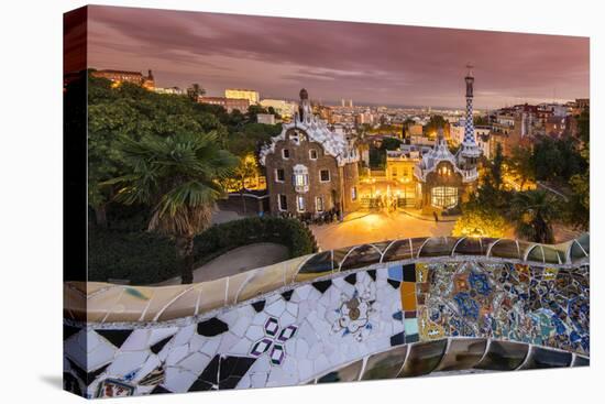 Park Guell with City Skyline Behind at Dusk, Barcelona, Catalonia, Spain-Stefano Politi Markovina-Premier Image Canvas