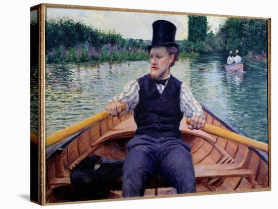 Part of the Boat. A Man Wearing a Tall Hat Rowing in a Boat. Painting by Gustave Caillebotte (1848--Gustave Caillebotte-Premier Image Canvas
