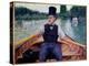 Part of the Boat. A Man Wearing a Tall Hat Rowing in a Boat. Painting by Gustave Caillebotte (1848--Gustave Caillebotte-Premier Image Canvas