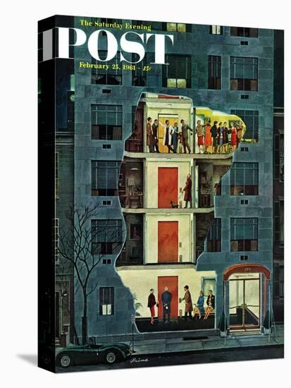 "Party Holding Up the Elevator," Saturday Evening Post Cover, February 25, 1961-Ben Kimberly Prins-Premier Image Canvas
