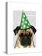 Party Pug-Fab Funky-Stretched Canvas