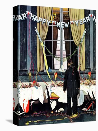 "Party's Over" or "Happy New Year", December 29,1945-Norman Rockwell-Premier Image Canvas