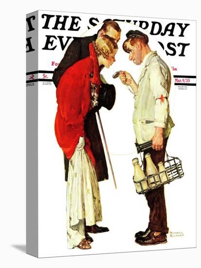 "Partygoers" Saturday Evening Post Cover, March 9,1935-Norman Rockwell-Premier Image Canvas