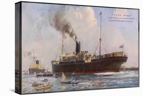 Passenger Liner of the P&O Line Depicted Entering Columbo Harbour Ceylon-null-Stretched Canvas