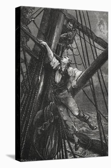 Passepartout Climbing the Mast Of a Ship. Illustration To the Novel-M.M. De Neuville-Premier Image Canvas