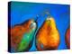Pastel Painting on a Cardboard. Pears-Fruits on a Blue Background. Modern Art-Ivailo Nikolov-Stretched Canvas