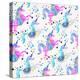 Pastel Unicorns Pattern-Cat Coquillette-Stretched Canvas