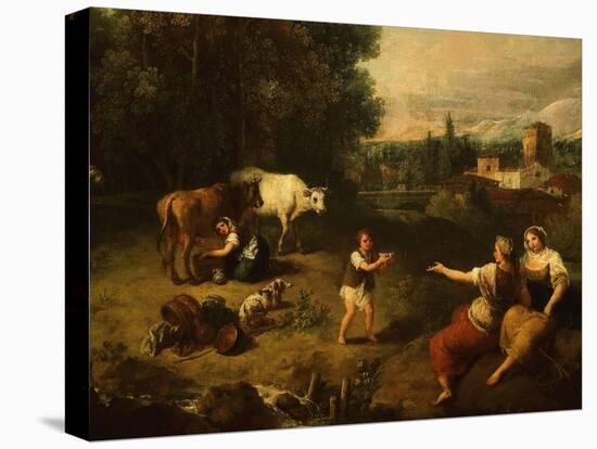 Pastorale, Landscape with Milkmaid and Cows, C. 1750-60, Detail-Francesco Zuccarelli-Premier Image Canvas