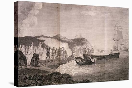 Patagonians Welcoming Commander Byron, Engraving by Robert De Launay, from Cook Atlas, 1784-null-Premier Image Canvas