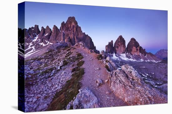 Paternkofel and Tre Cime Di Lavaredo Mountains at Dawn, Sexten Dolomites, South Tyrol, Italy-Frank Krahmer-Premier Image Canvas