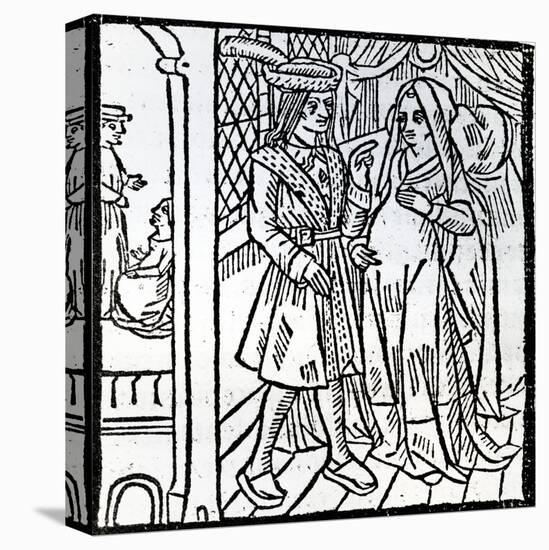 Pathelin and Guillemette, from 'The Farce of Master Pierre Pathelin', C.1465 (Woodcut)-French-Premier Image Canvas