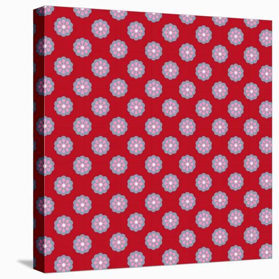 Pattern Blue Rosette on Wine Red-Effie Zafiropoulou-Premier Image Canvas