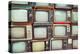 Pattern Wall of Pile Colorful Retro Television (Tv) - Vintage Filter Effect Style.-jakkapan-Premier Image Canvas