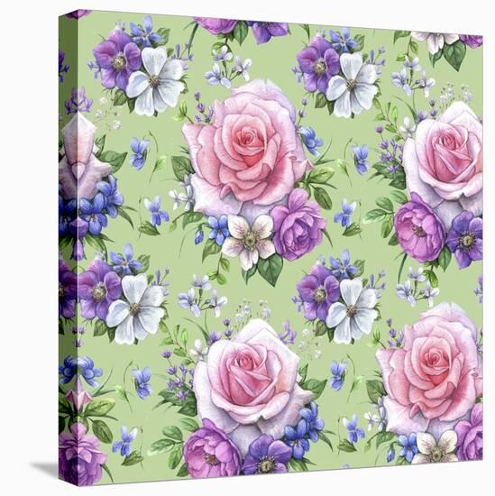 Pattern with Roses and Hellebore-Maria Rytova-Premier Image Canvas