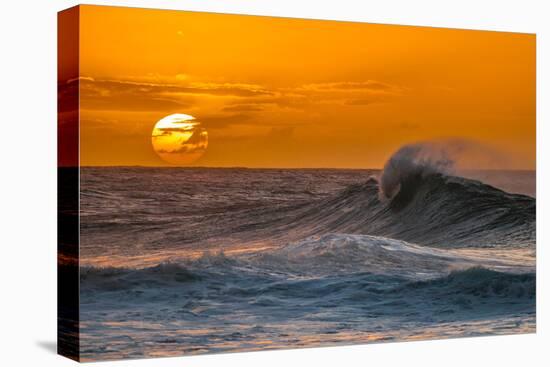 Pau Hana-Sunset & Wave breaking off of the Na Pali Coast of Kauai, Hawaii-Mark A Johnson-Premier Image Canvas